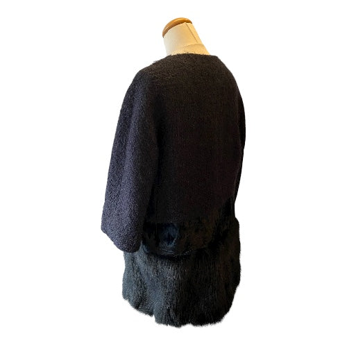 GIAMBATTISTA VALLI Fur Trimmed Tweed Jacket Size It 44 Eu 38