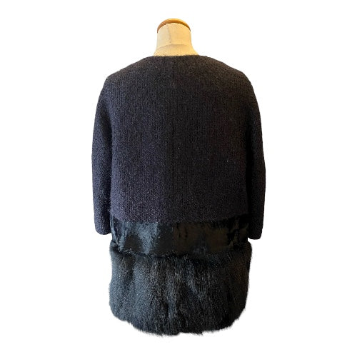 GIAMBATTISTA VALLI Fur Trimmed Tweed Jacket Size It 44 Eu 38