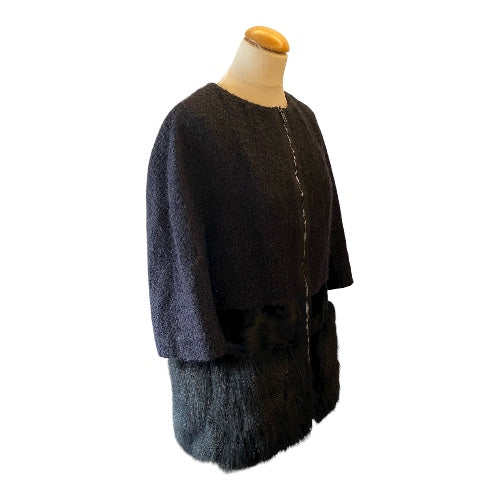 GIAMBATTISTA VALLI Fur Trimmed Tweed Jacket Size It 44 Eu 38