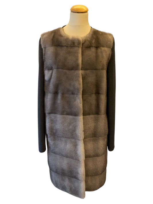YVES SALOMON Cashmere and Mink Fur Coat Size 38