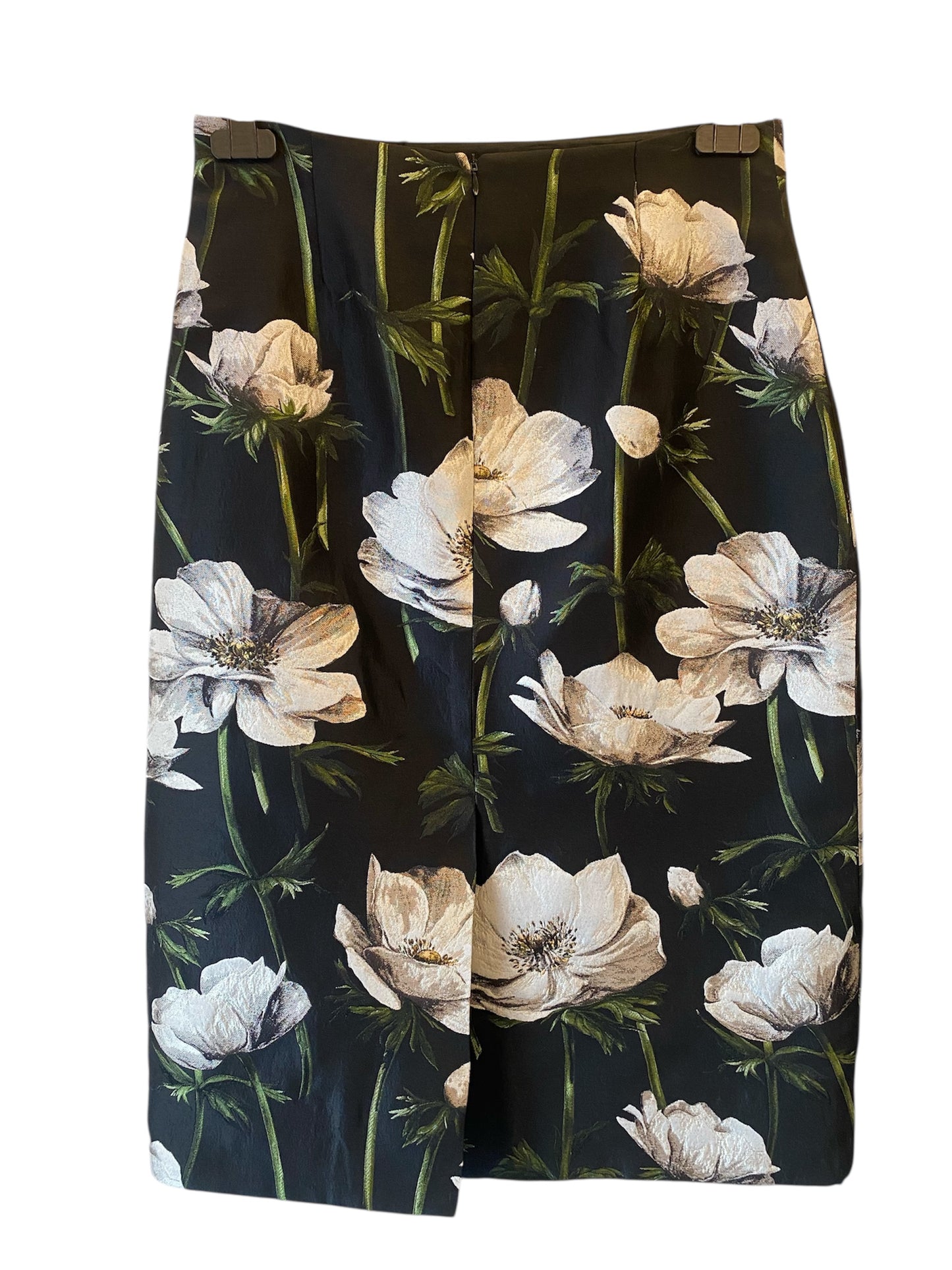 NATHALIE SCHUTERMAN Black Skirt with White Floral Size 40