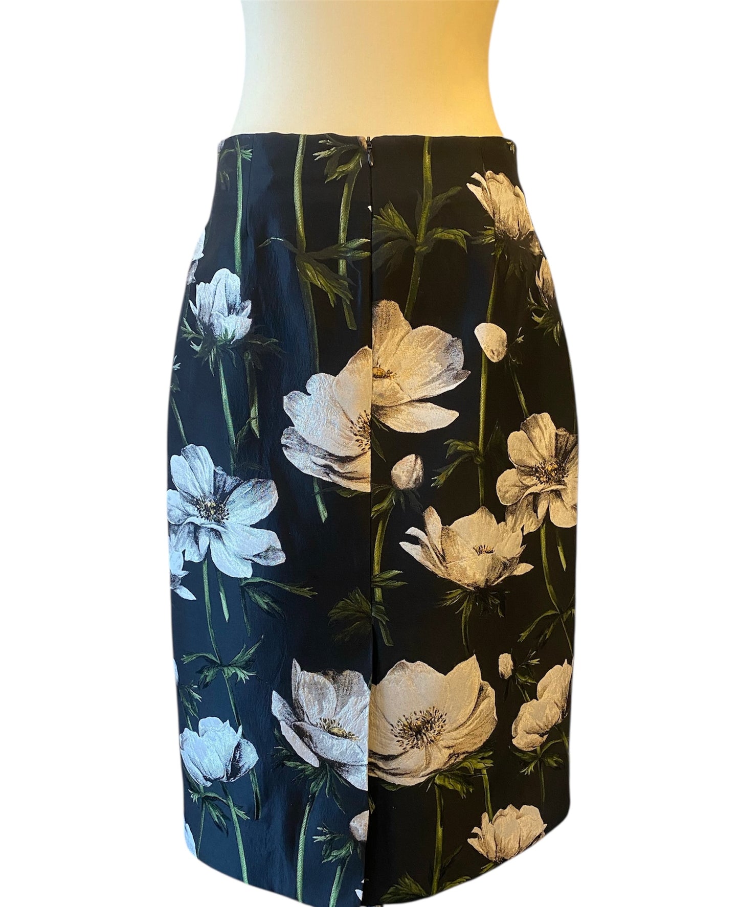 NATHALIE SCHUTERMAN Black Skirt with White Floral Size 40