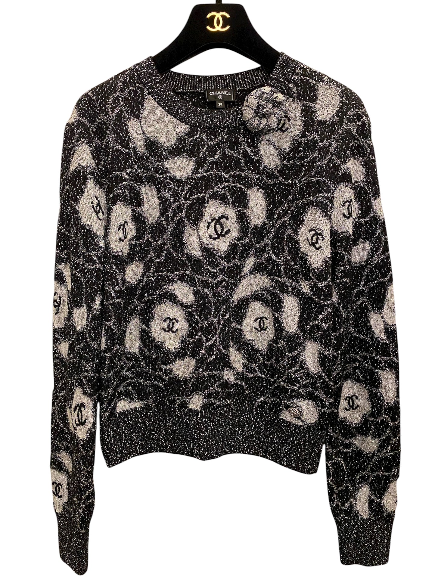 CHANEL Camellia Sweater Size 38