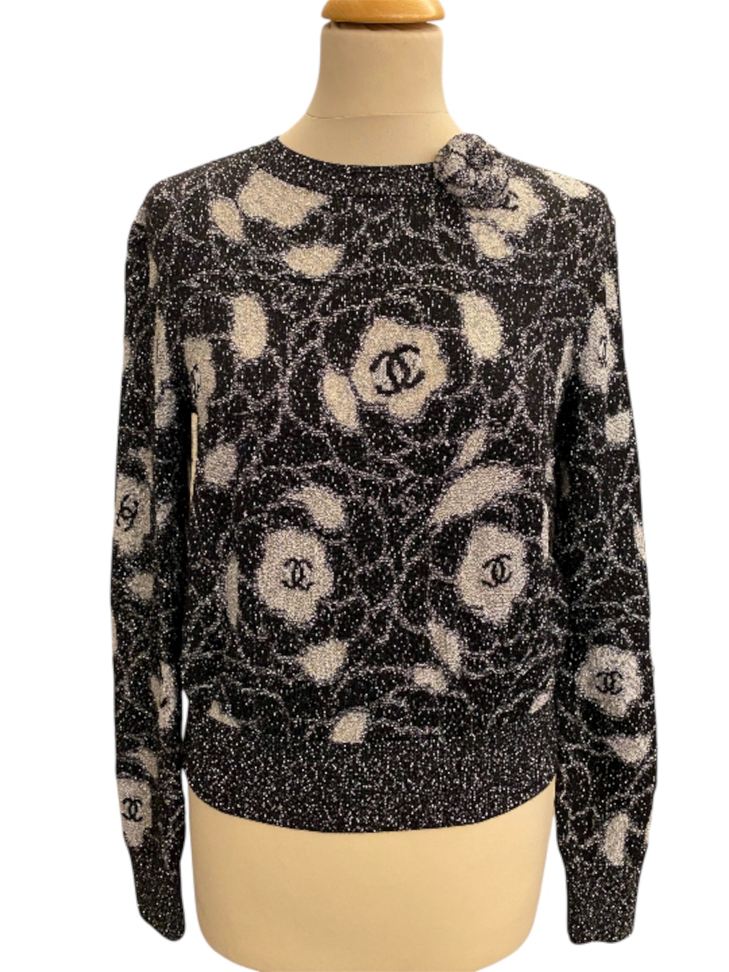CHANEL Camellia Sweater Size 38