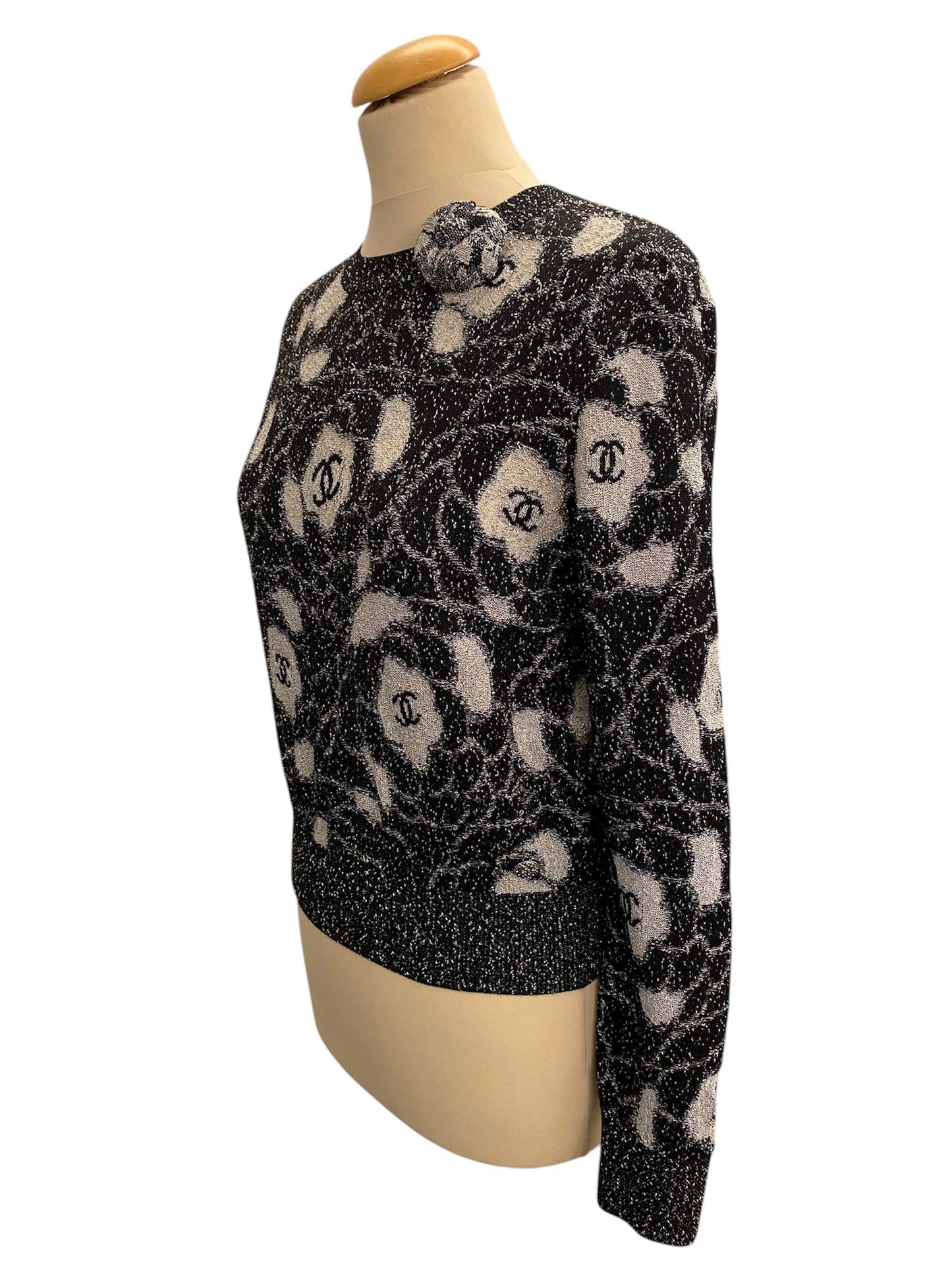 CHANEL Camellia Sweater Size 38