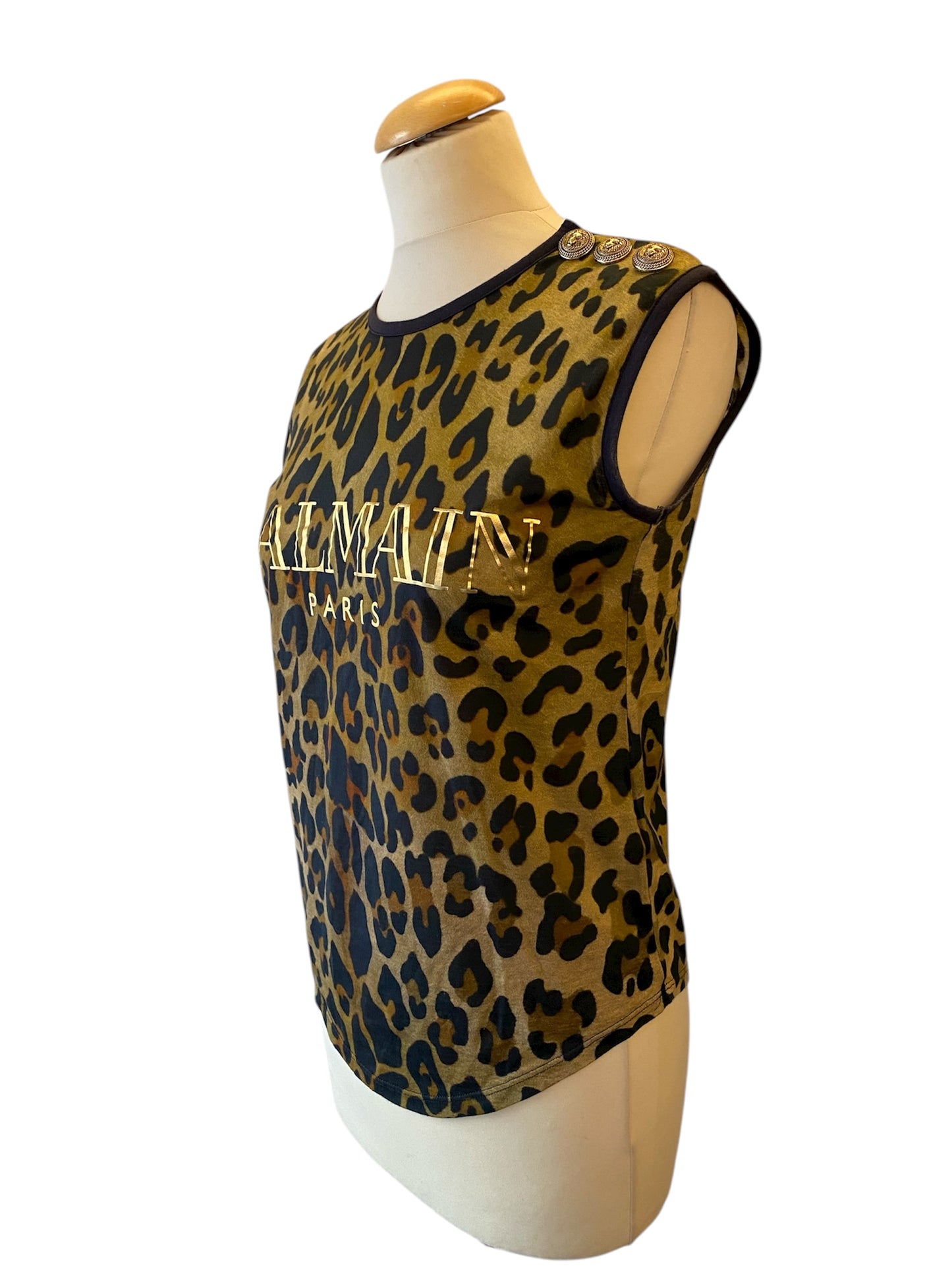 BALMAIN Leopard Print Cotton Top Size 34
