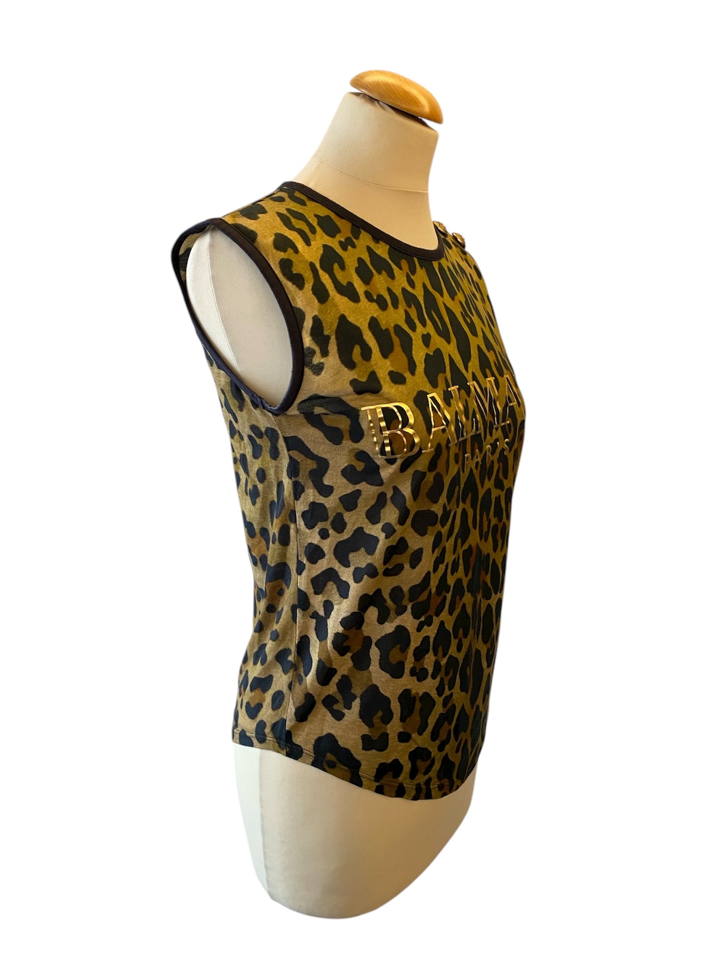 BALMAIN Leopard Print Cotton Top Size 34