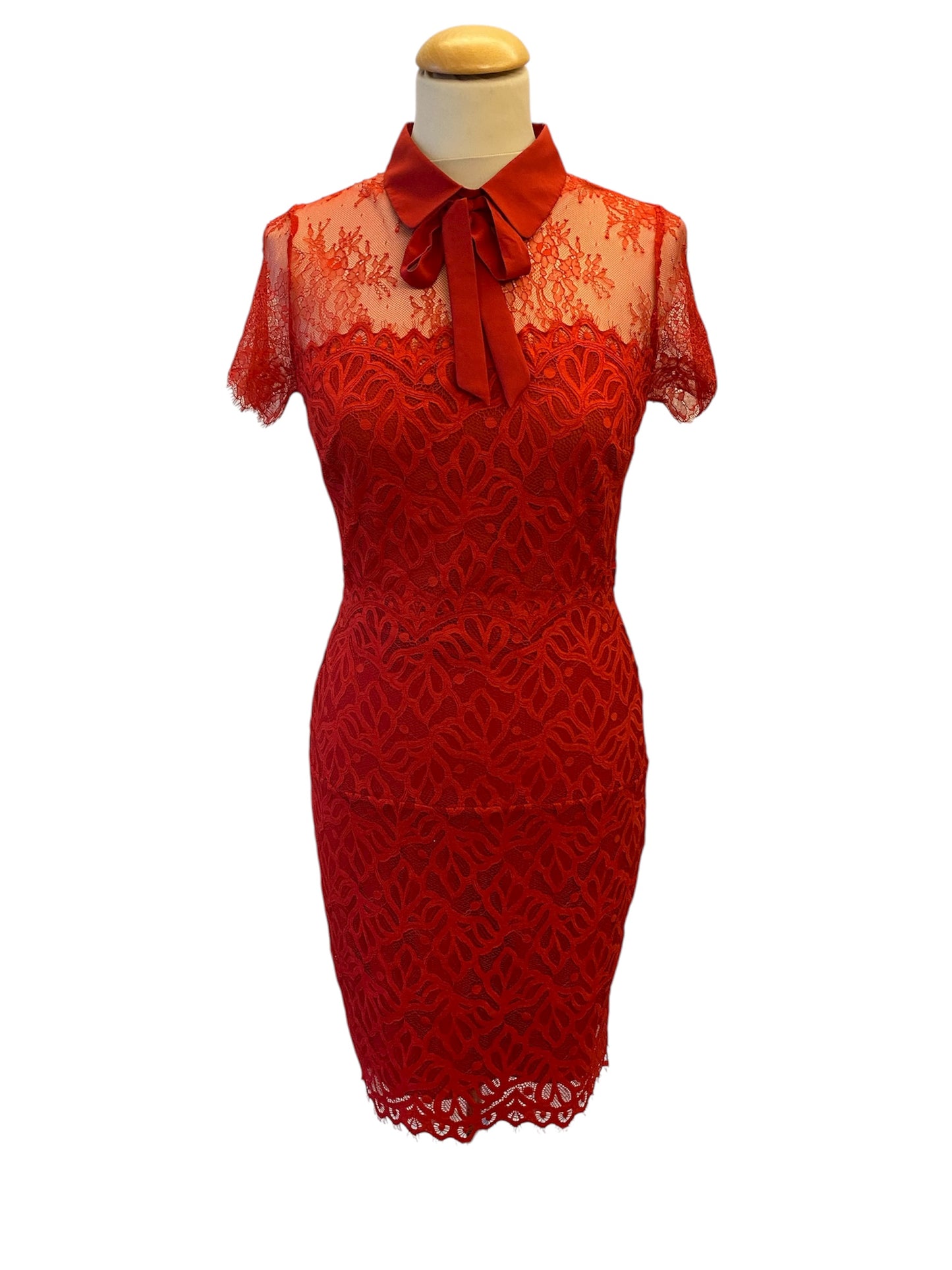 SANDRO Red Lace Dress Size 1/36