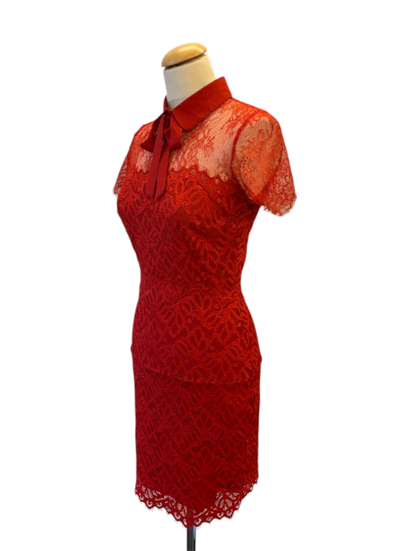 SANDRO Red Lace Dress Size 1/36
