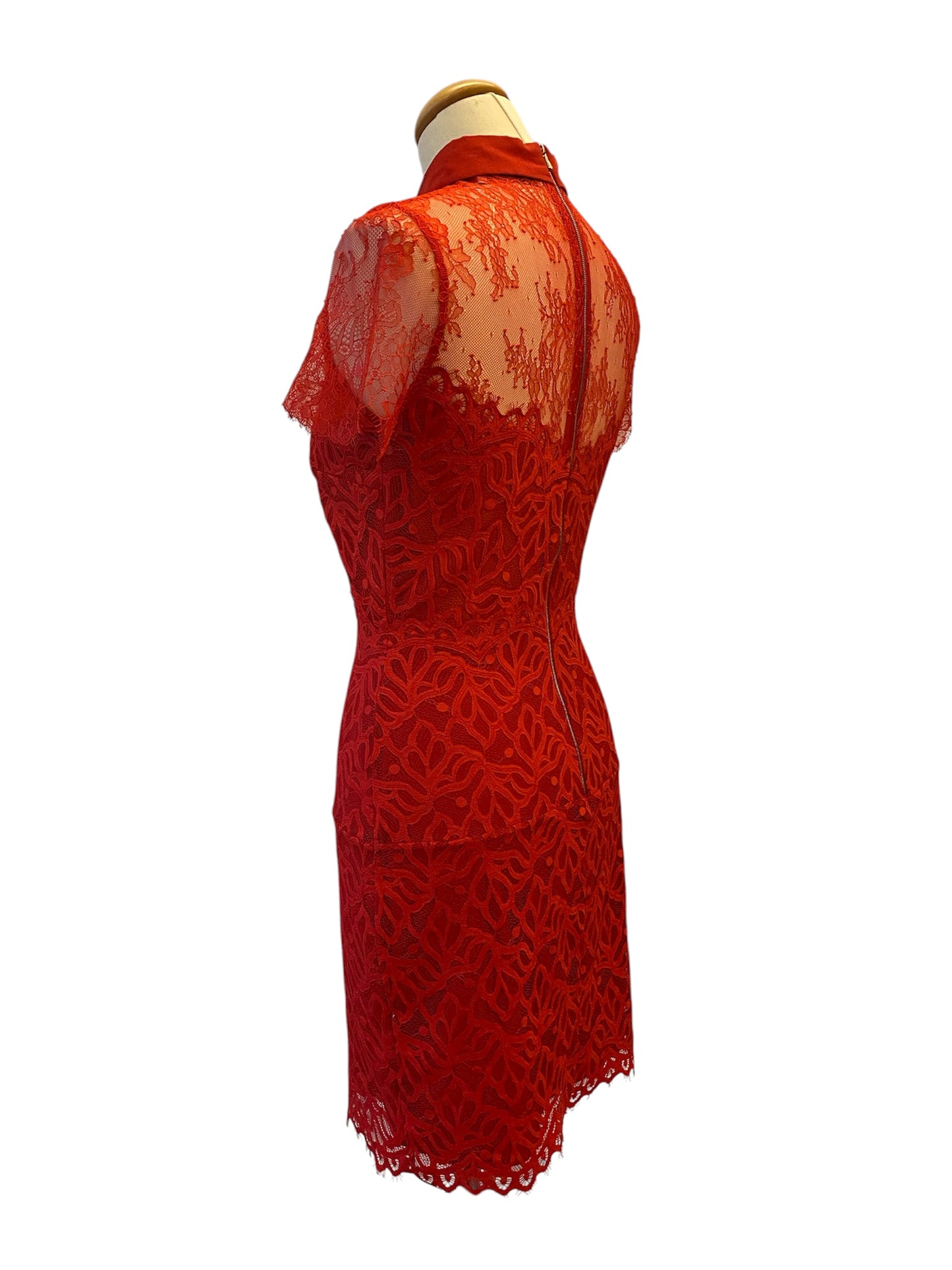 SANDRO Red Lace Dress Size 1/36