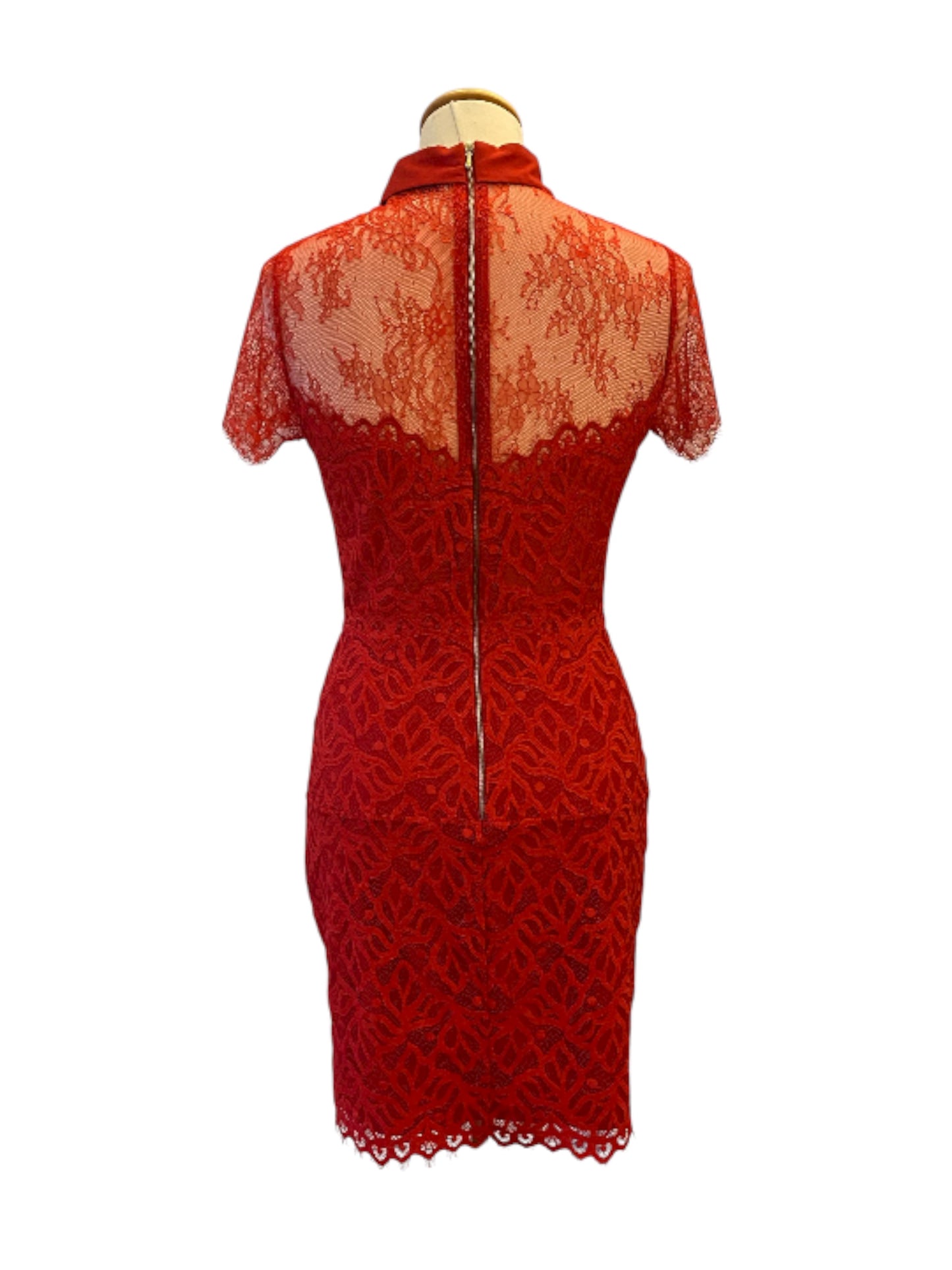 SANDRO Red Lace Dress Size 1/36