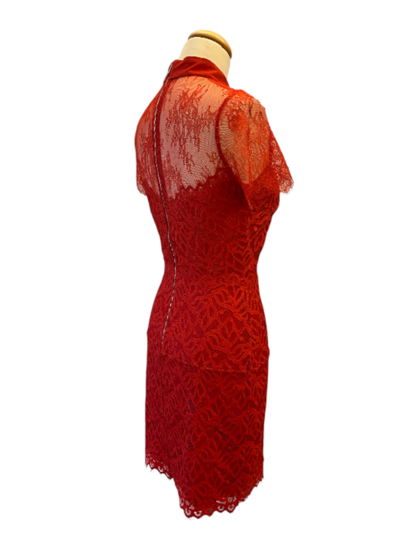 SANDRO Red Lace Dress Size 1/36