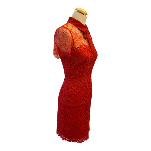SANDRO Red Lace Dress Size 1/36