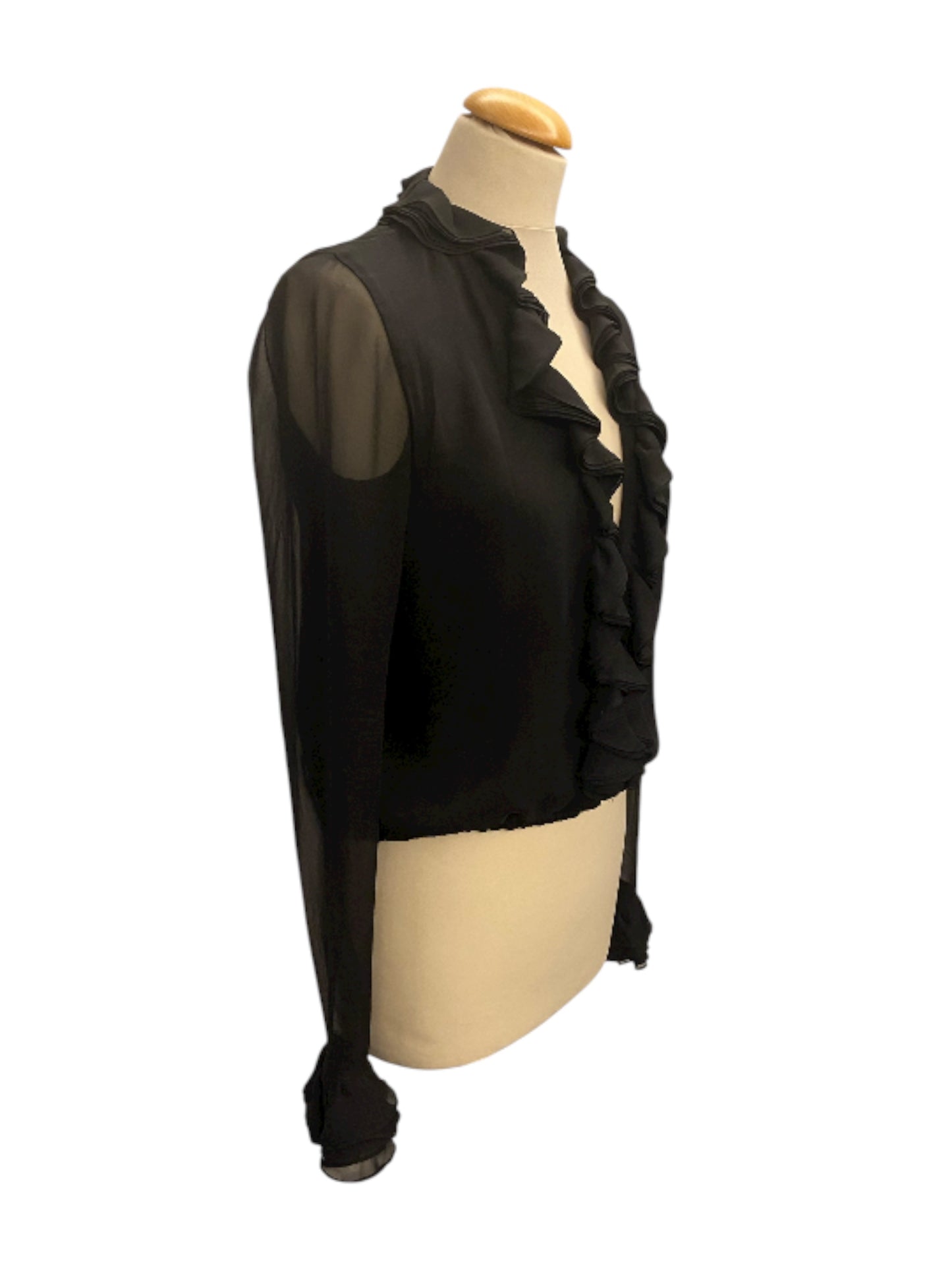 GUCCI Silk Chiffon Ruffle Blouse Size It 40