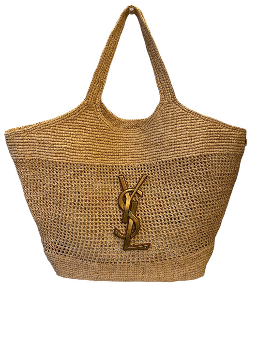SAINT LAURENT Icare in Raffia Tote Bag