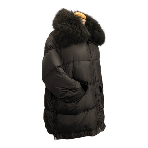 YVES SALOMON - Army Black Down Lamb Fur Jacket Size 34