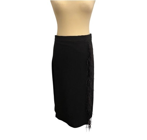 CUSHNIE ET OCHS Pencil Skirt with Feathers Detail Size 6/S