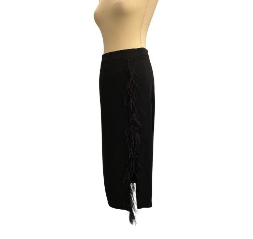 CUSHNIE ET OCHS Pencil Skirt with Feathers Detail Size 6/S