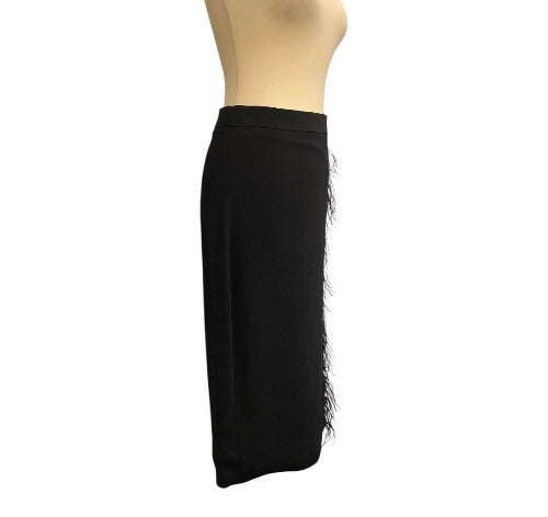 CUSHNIE ET OCHS Pencil Skirt with Feathers Detail Size 6/S