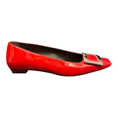 ROGER VIVIER Buckle Block Heel Pump Red Size 38,5