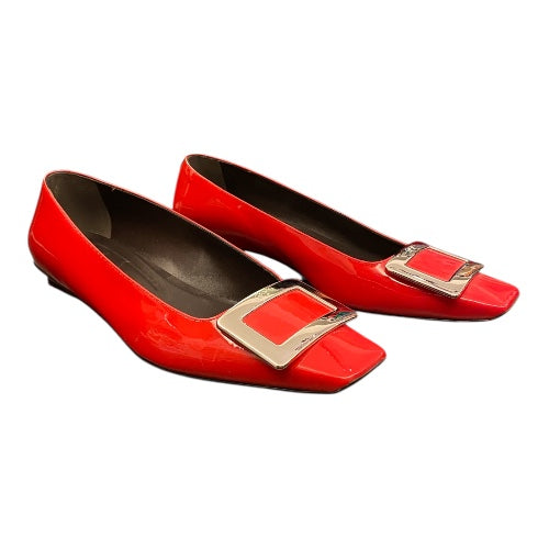 ROGER VIVIER Buckle Block Heel Pump Red Size 38,5