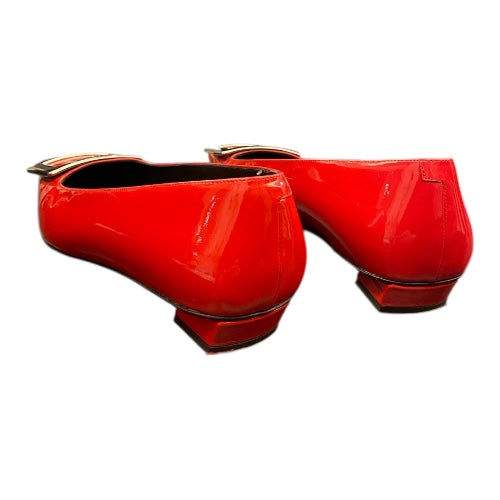 ROGER VIVIER Buckle Block Heel Pump Red Size 38,5