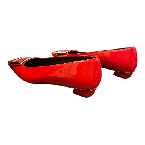 ROGER VIVIER Buckle Block Heel Pump Red Size 38,5