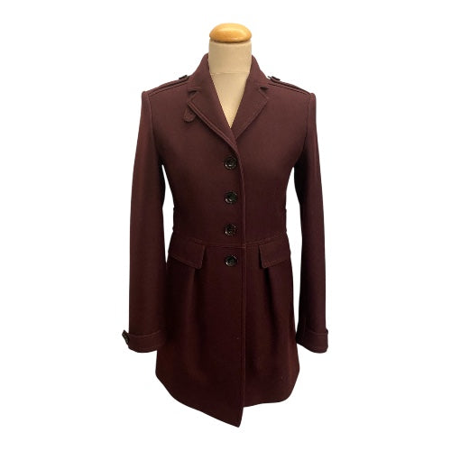 BURBERRY Burgundy Blend Wool Coat Size 34