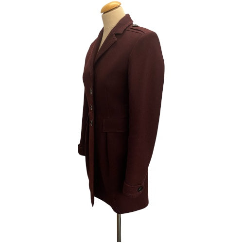 BURBERRY Burgundy Blend Wool Coat Size 34