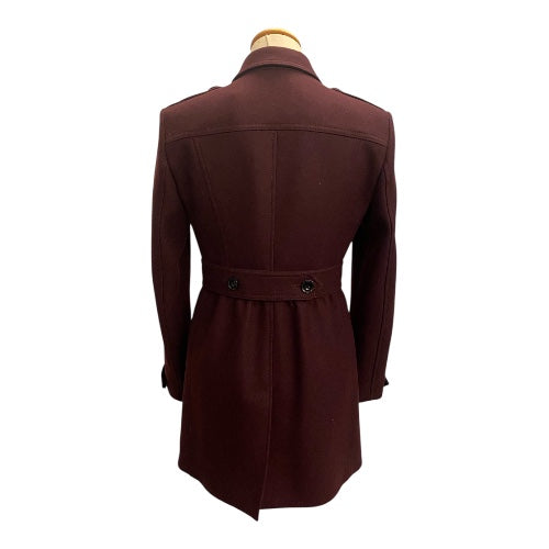 BURBERRY Burgundy Blend Wool Coat Size 34
