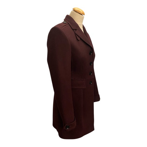 BURBERRY Burgundy Blend Wool Coat Size 34