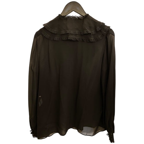 CHLOÉ Lace-Trimmed Pleated Silk-Chiffon Blouse Size S