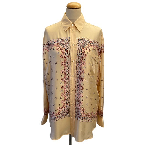 CELINE Beige Print Twill Silk Shirt Size 36