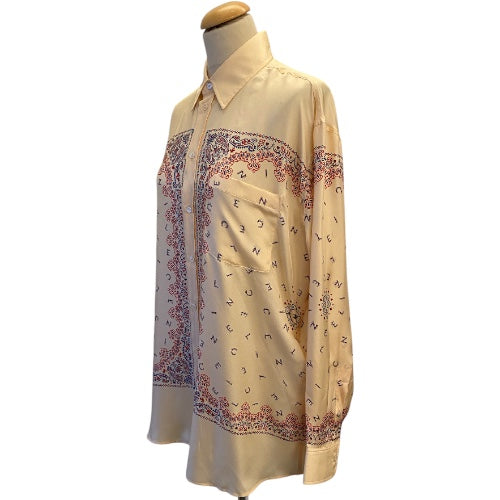 CELINE Beige Print Twill Silk Shirt Size 36
