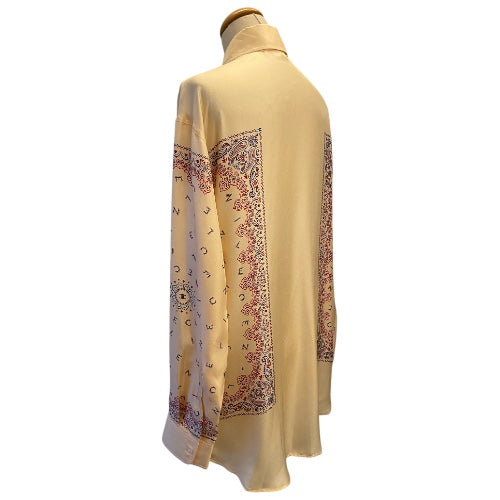 CELINE Beige Print Twill Silk Shirt Size 36