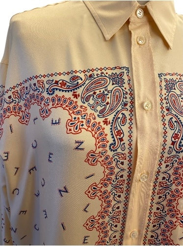 CELINE Beige Print Twill Silk Shirt Size 36
