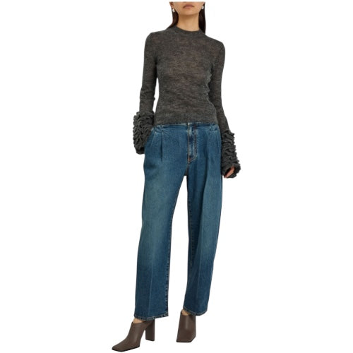 ALAÏA Ruffled Mohair-Blend Sweater Size 38