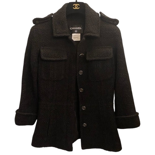 CHANEL Tweed Wool Jacket Size Fr 38