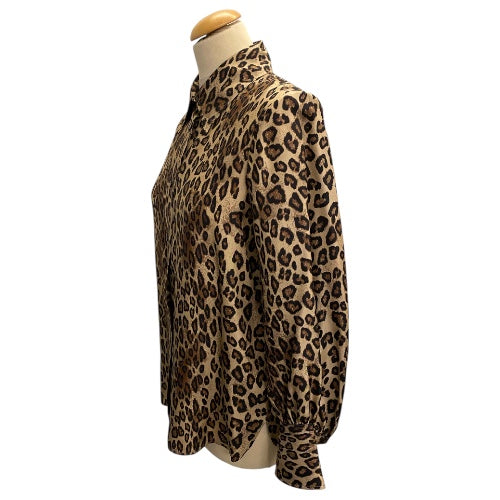 ALBERTO BIANI Leopard-Print Silk Shirt Size It 40