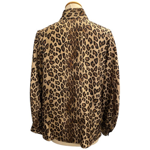 ALBERTO BIANI Leopard-Print Silk Shirt Size It 40