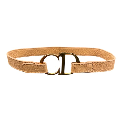 CHRISTIAN DIOR Ostrich Embossed Leather CD Buckle Belt 70