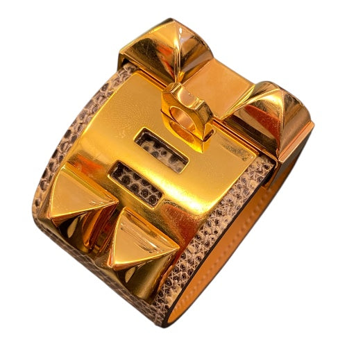 HERMÈS Collier de Chien Lizard Skin Leather Cuff Bracelet