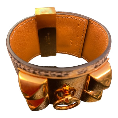 HERMÈS Collier de Chien Lizard Skin Leather Cuff Bracelet