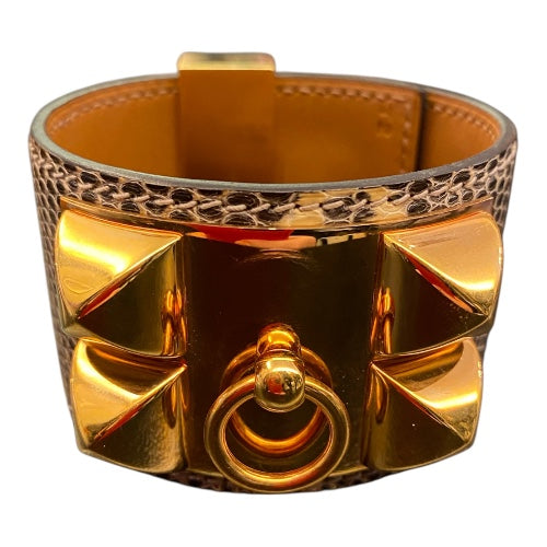 HERMÈS Collier de Chien Lizard Skin Leather Cuff Bracelet