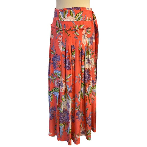 DIANE VON FURSTENBERG Maxi Floral Print Silk Wrap Skirt Size 8