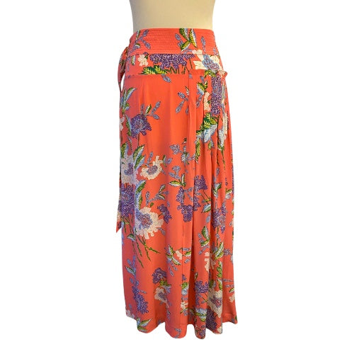 DIANE VON FURSTENBERG Maxi Floral Print Silk Wrap Skirt Size 8
