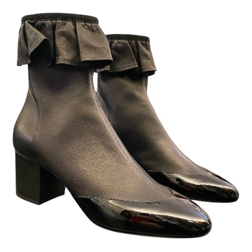 CHANEL Ankle Boots - Stretch Lambskin & Patent Calfskin Size 39C