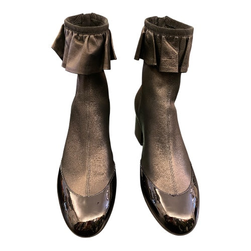 CHANEL Ankle Boots - Stretch Lambskin & Patent Calfskin Size 39C