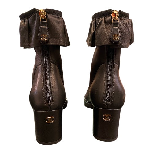CHANEL Ankle Boots - Stretch Lambskin & Patent Calfskin Size 39C