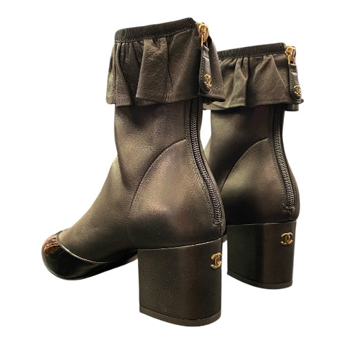 CHANEL Ankle Boots - Stretch Lambskin & Patent Calfskin Size 39C